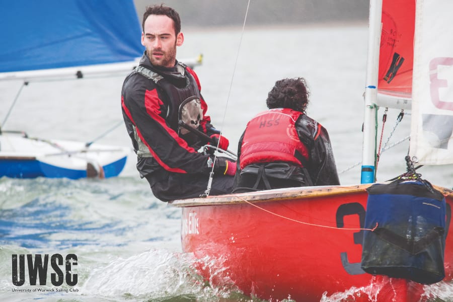 Imperial Red helm Chris Winters surveys the waters. // UWSC