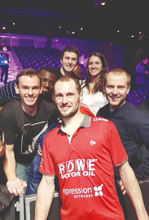 Former Squash World Champion Gregory Gaultier with IC Squash members after his Quarter Final // IC Squash