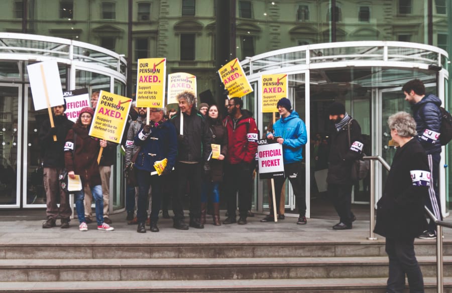 Staff gathered outside the main entrance on Thursday // Joseph O'Connell-Danes