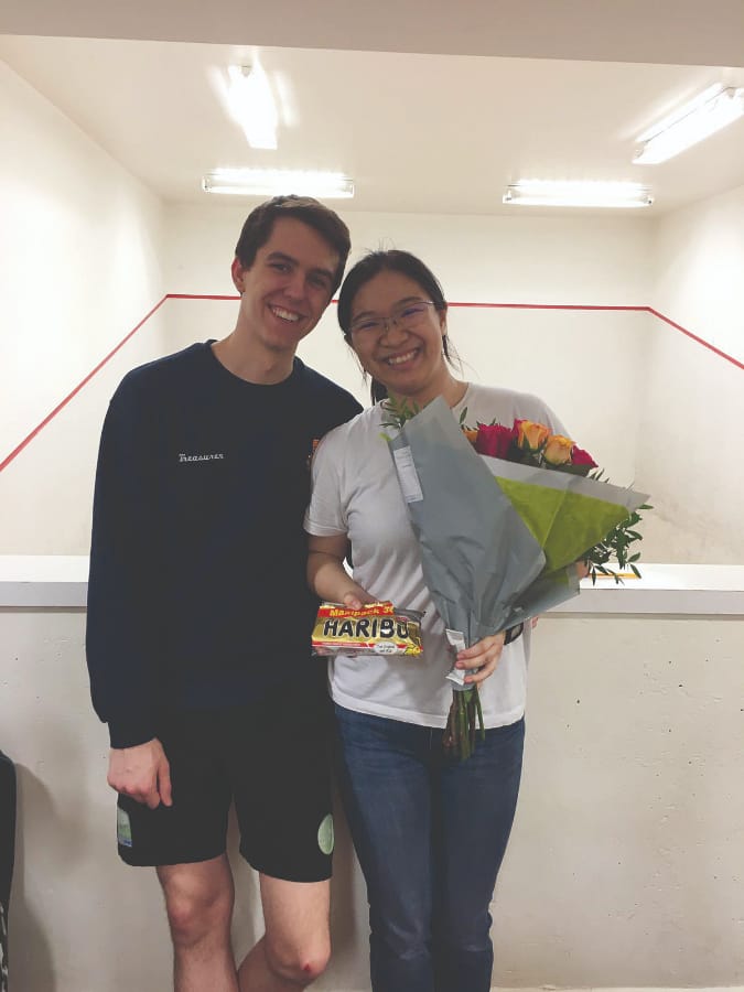 Tournament organiser Hui-Ling Wong (right) and Vice-tournament executive Richard Boyne (left)// IC Squash