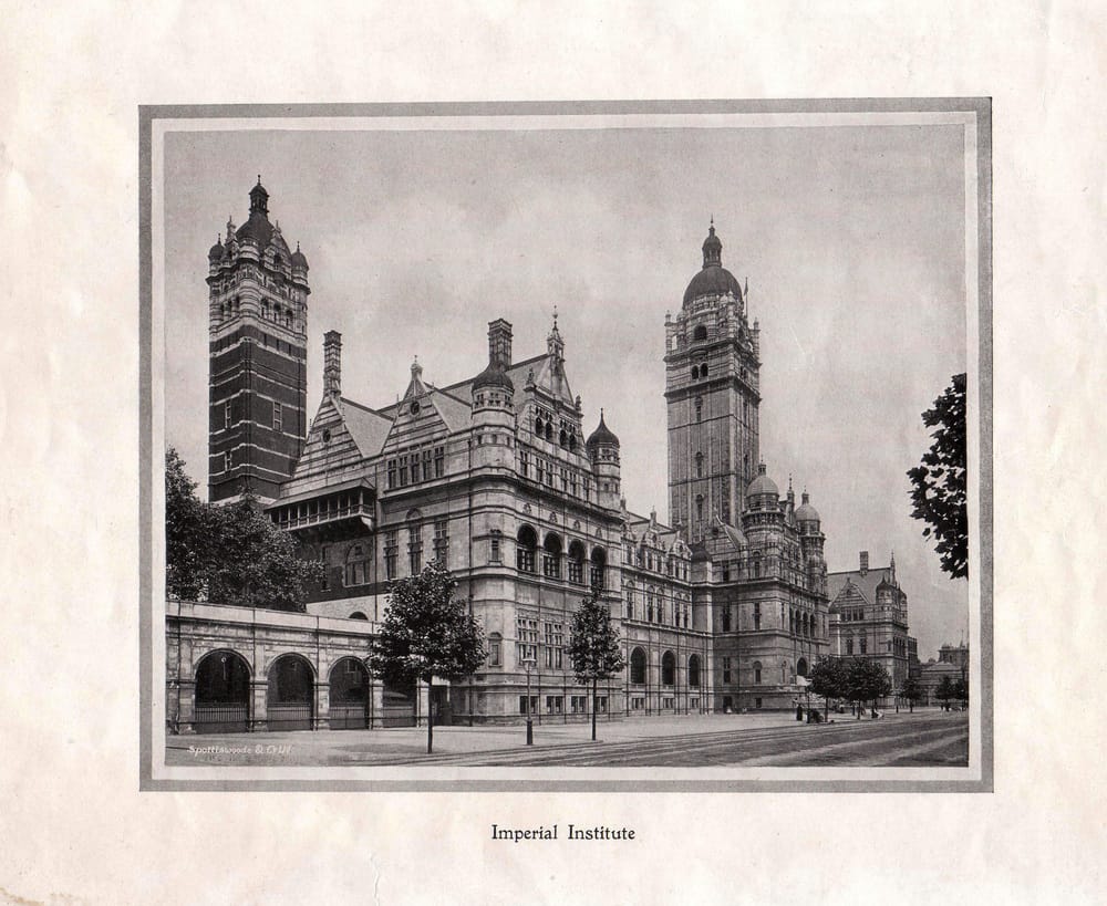 The Imperial Institute, as seen from what is now known as Imperial College Road (then known as Imperial Institute Road)