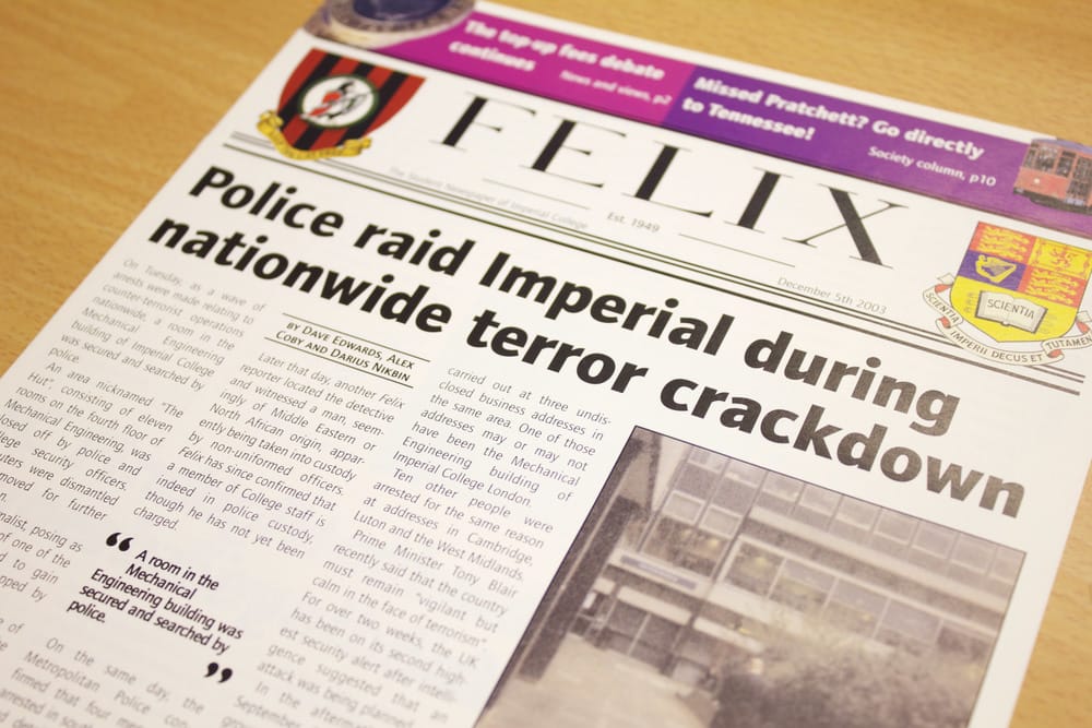 Felix reports raid on campus in December 2003