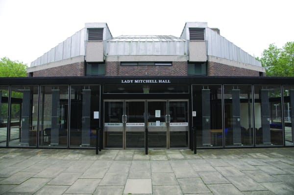 Lady Mitchell Hall, where David Willetts was due to give his speech