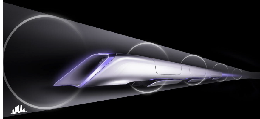 A rendered conceptual design of the Hyperloop