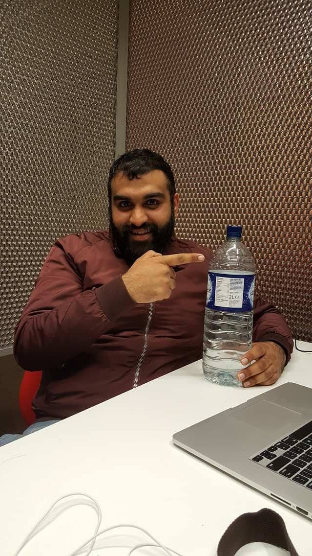 Shafakat Bashir and his big ol' bottle of water