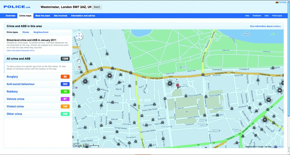 Crime on your street mapped
