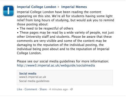 Imperial are looking at your memes
