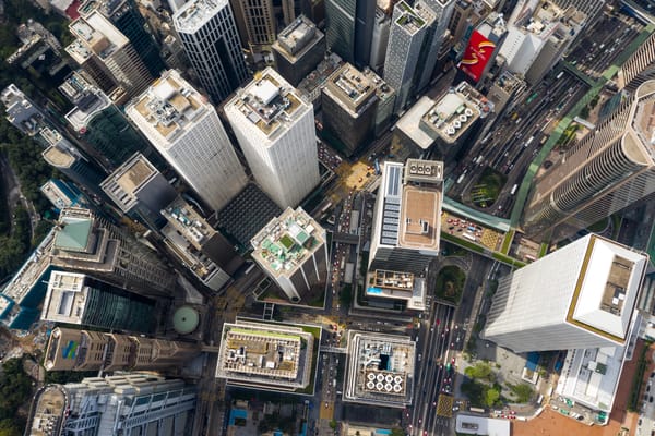 Bird’s-eye view of the centre of Hong Kong. Image credit: Envanto Elements