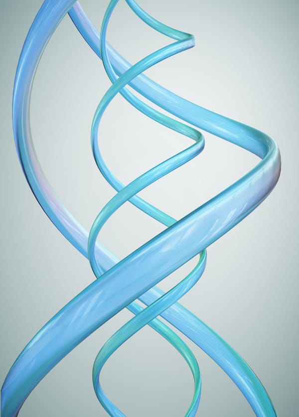 3D rendering of a light blue helix shape on white background