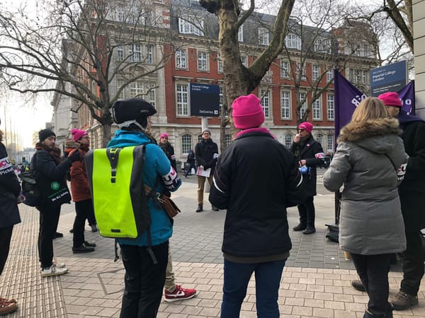 Picketers On Exhibition Road, 09/02/2023