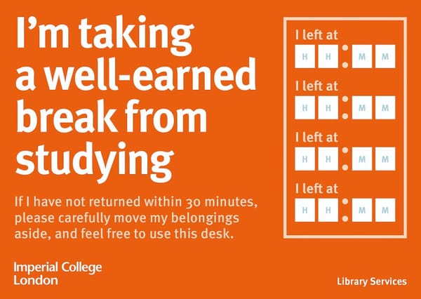 Library to pilot Study Break Card scheme