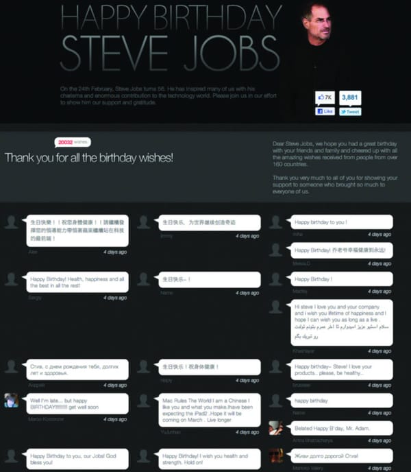 Enthusiasts create Steve Jobs birthday website
