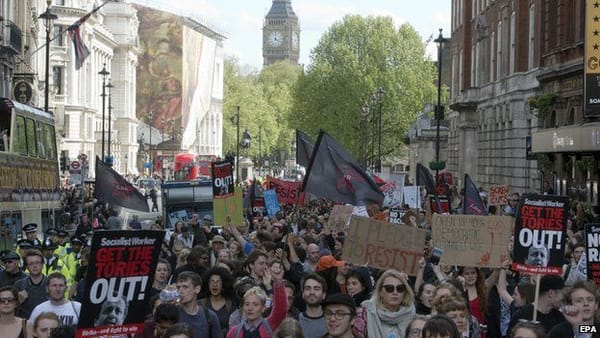 15 arrested in anti-austerity protest in London
